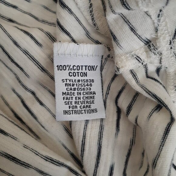 Habitat NWT Women's Size Small Cream Black Stripe 100% Cotton 3/4 Sleeves Top - Picture 8 of 12